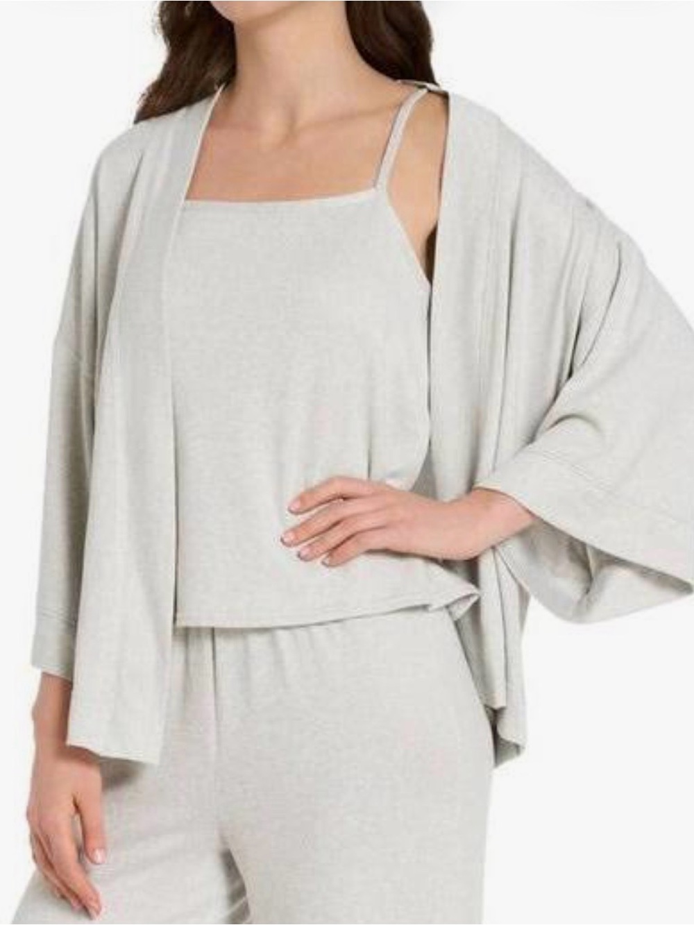 **Lemon ** Cozy brushed Heathered Gray  Oversized open topper.